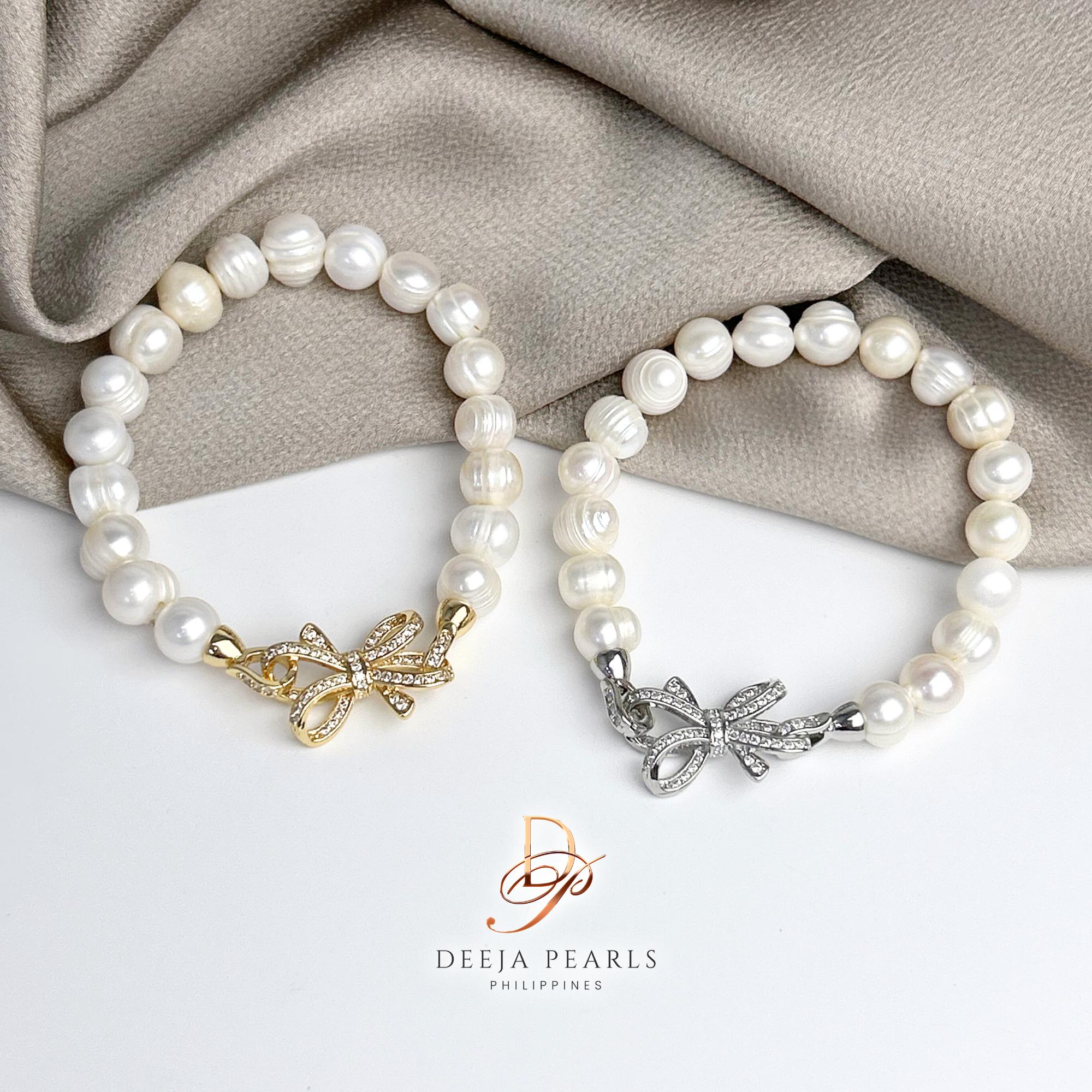DPB113 • Freshwater Pearl Bracelet in Ribbon Pendant Lock