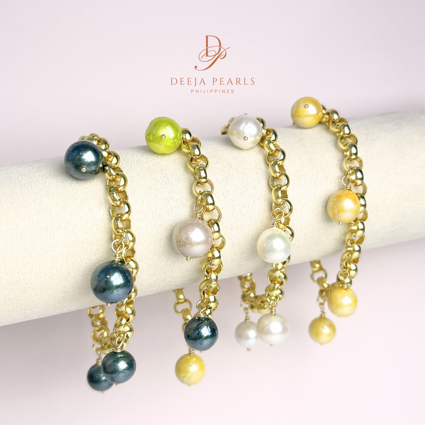 Edison Pearl Charm Bracelet in Tauco Chain