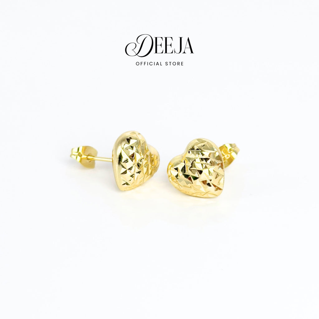 Deeja • Heart Diamond-cut Stud Earrings 18K Gold Coated XN10750