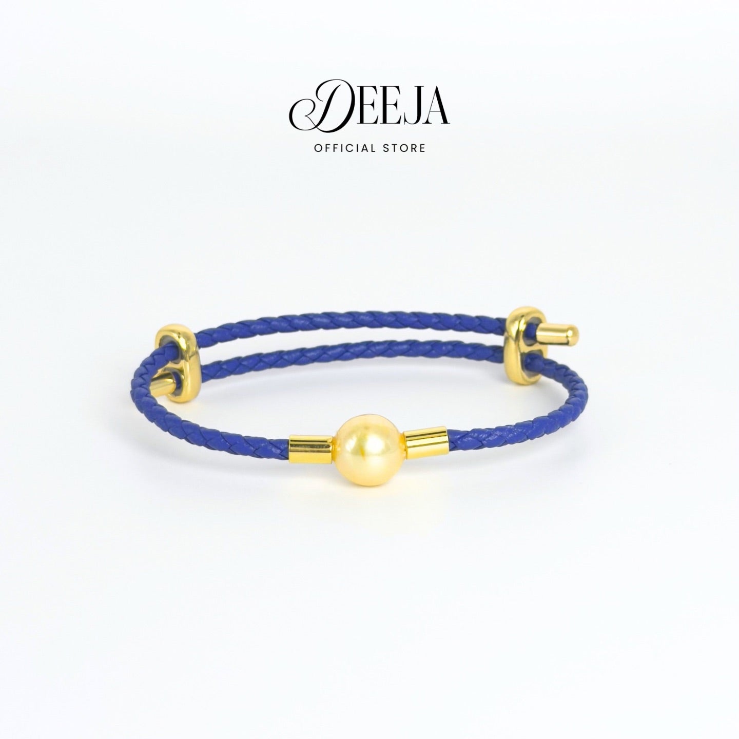 Deeja • Golden Edison Pearl Leather Slider Bracelet FPB10110