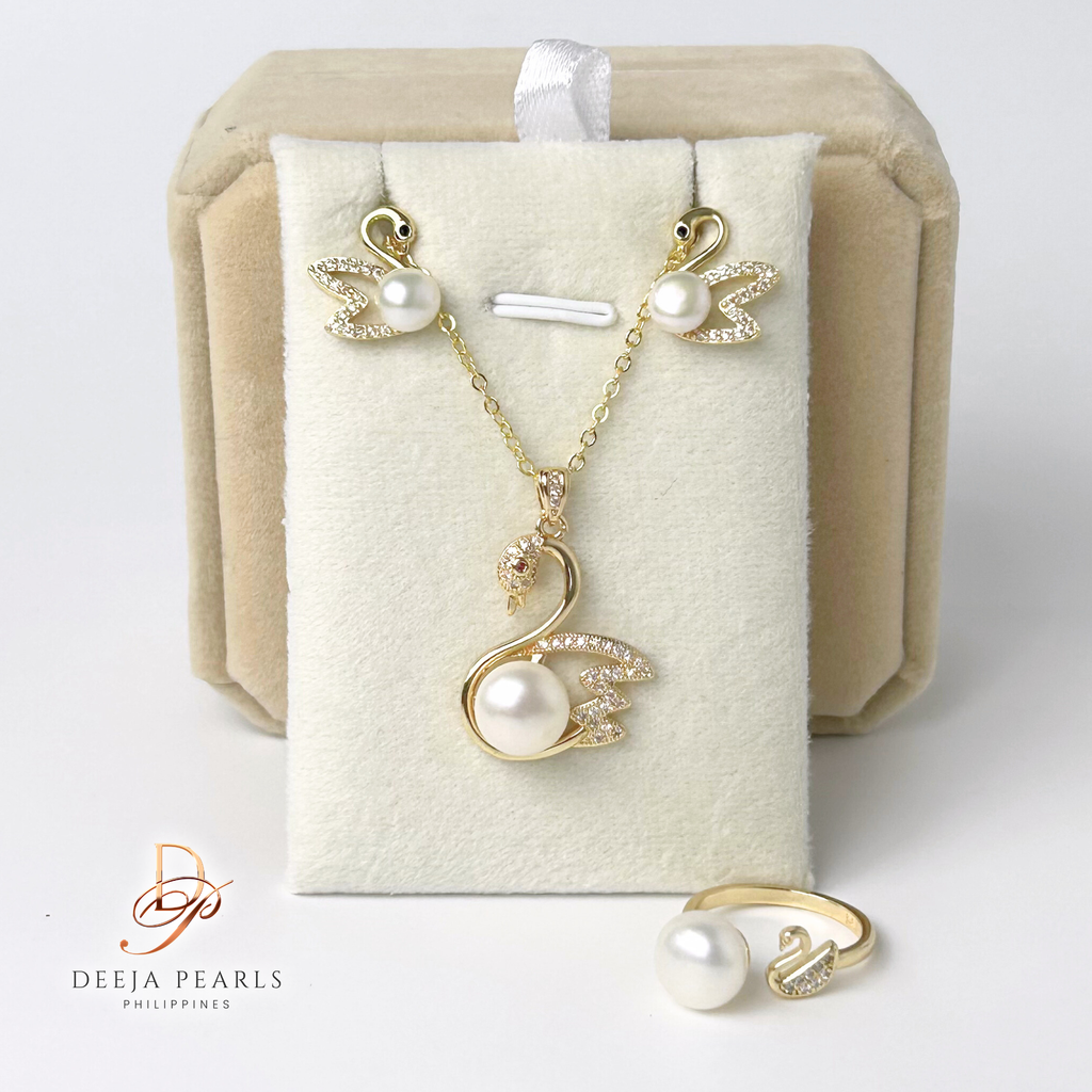 DPS104 • Freshwater Pearl Necklace, Earrings and Adjustable Ring