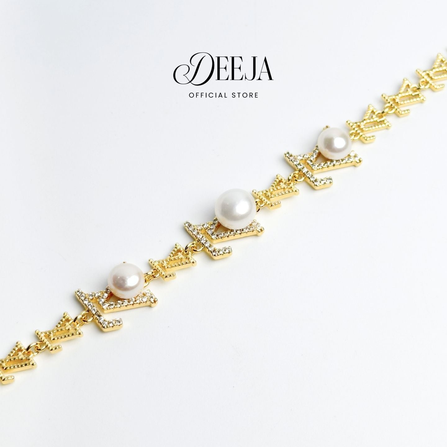 Deeja • Pavé Link Freshwater Pearl Bracelet FPB10215