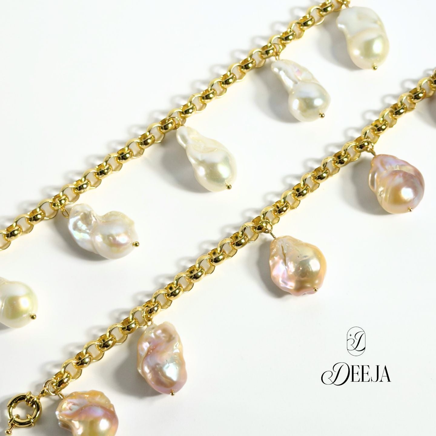 Baroque Freshwater Pearl Charm Bracelet • FWB10