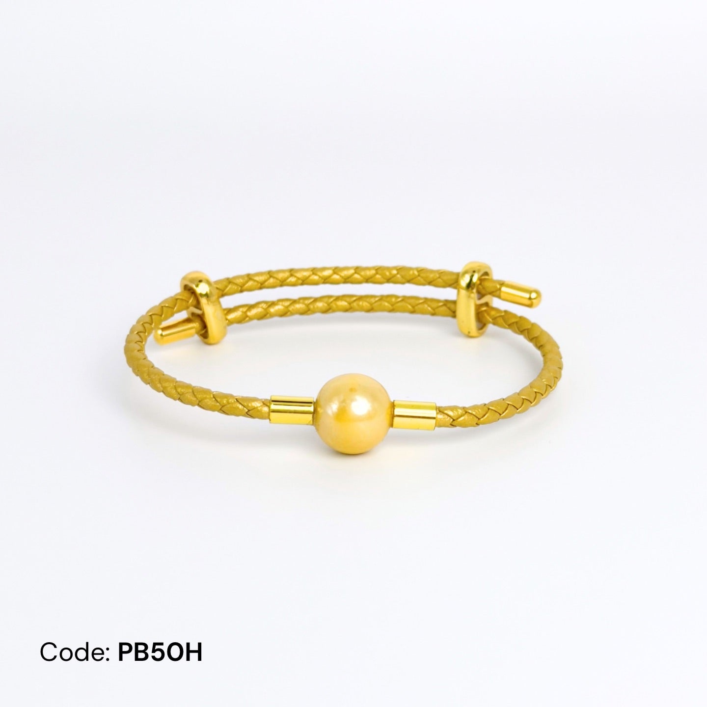 Deeja • Golden Edison Pearl Leather Slider Bracelet FPB10110
