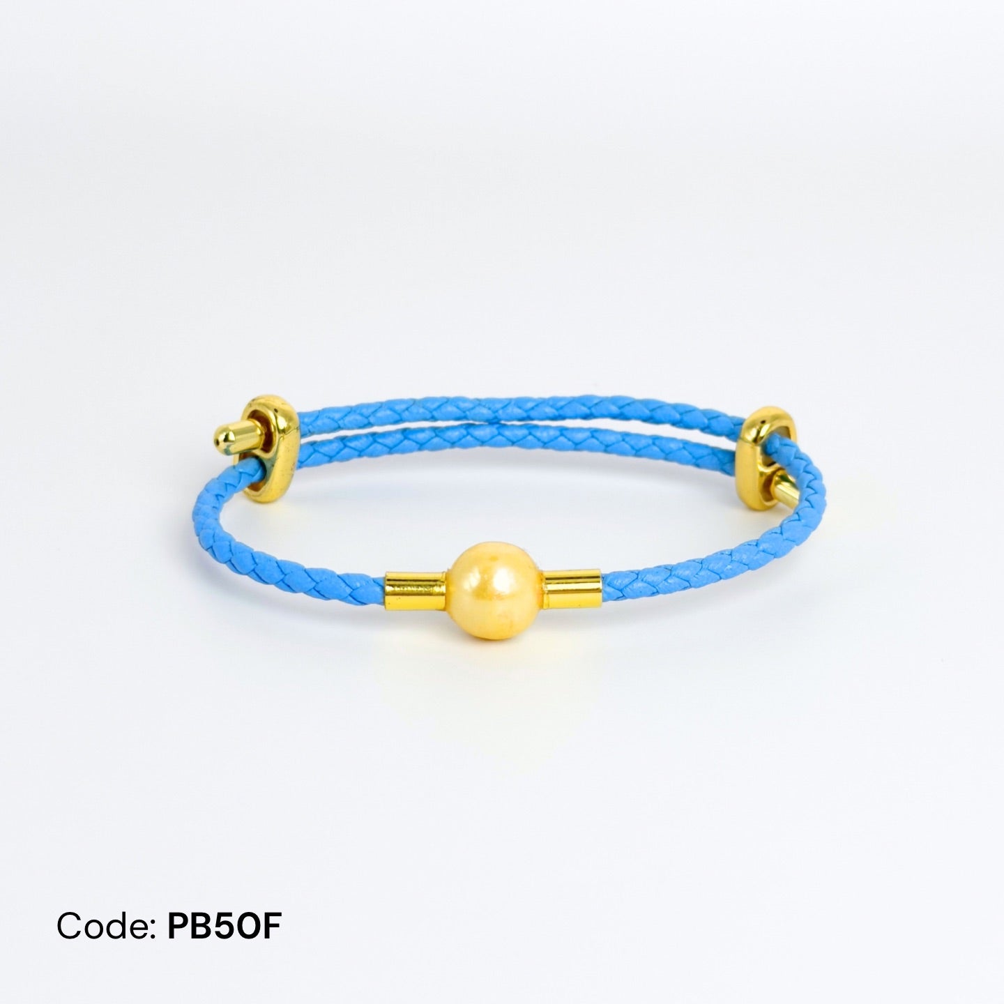 Deeja • Golden Edison Pearl Leather Slider Bracelet FPB10110
