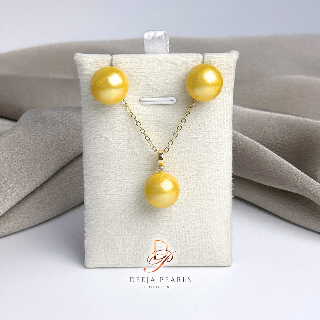 DPS132 • Edison Pearl Round AA Necklace and Stud Earrings Set