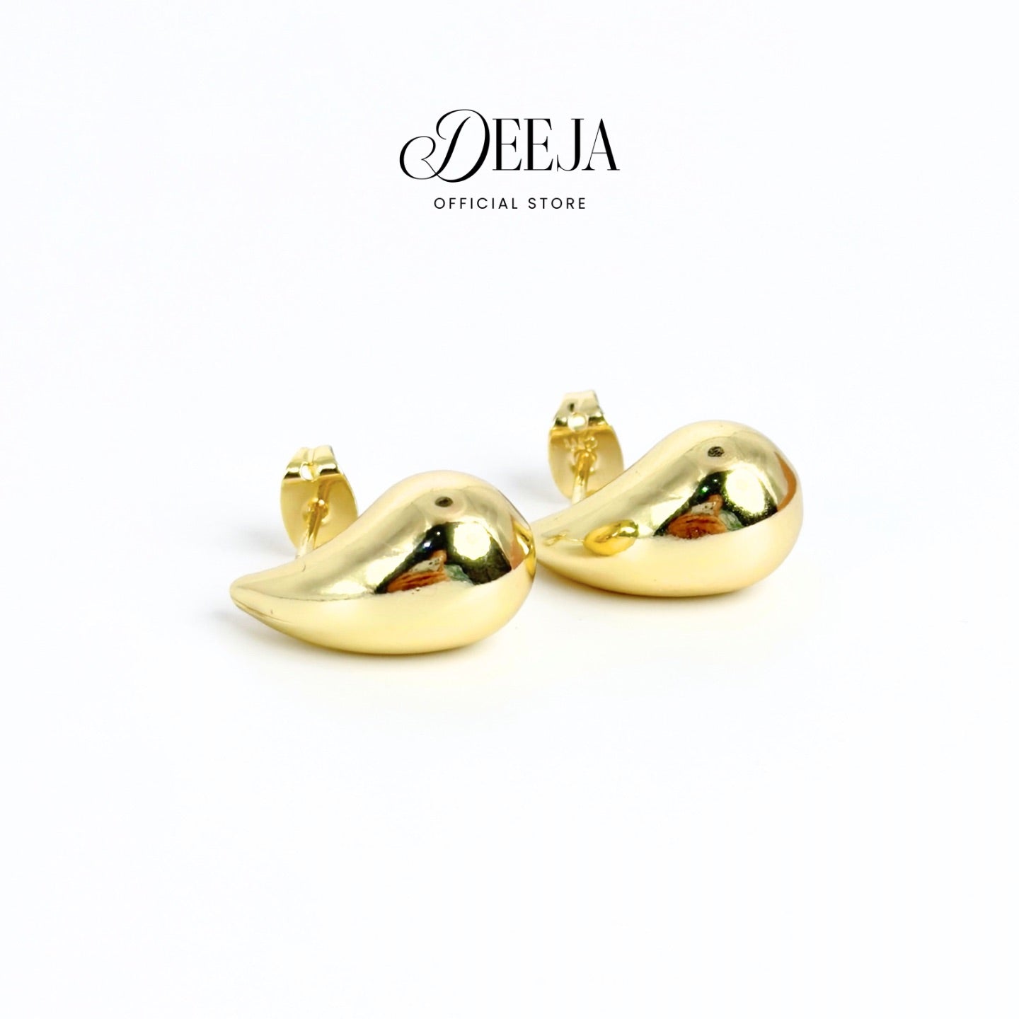 Deeja • Chunky Teardrop Stud Earrings 18K Gold Coated XN1075950