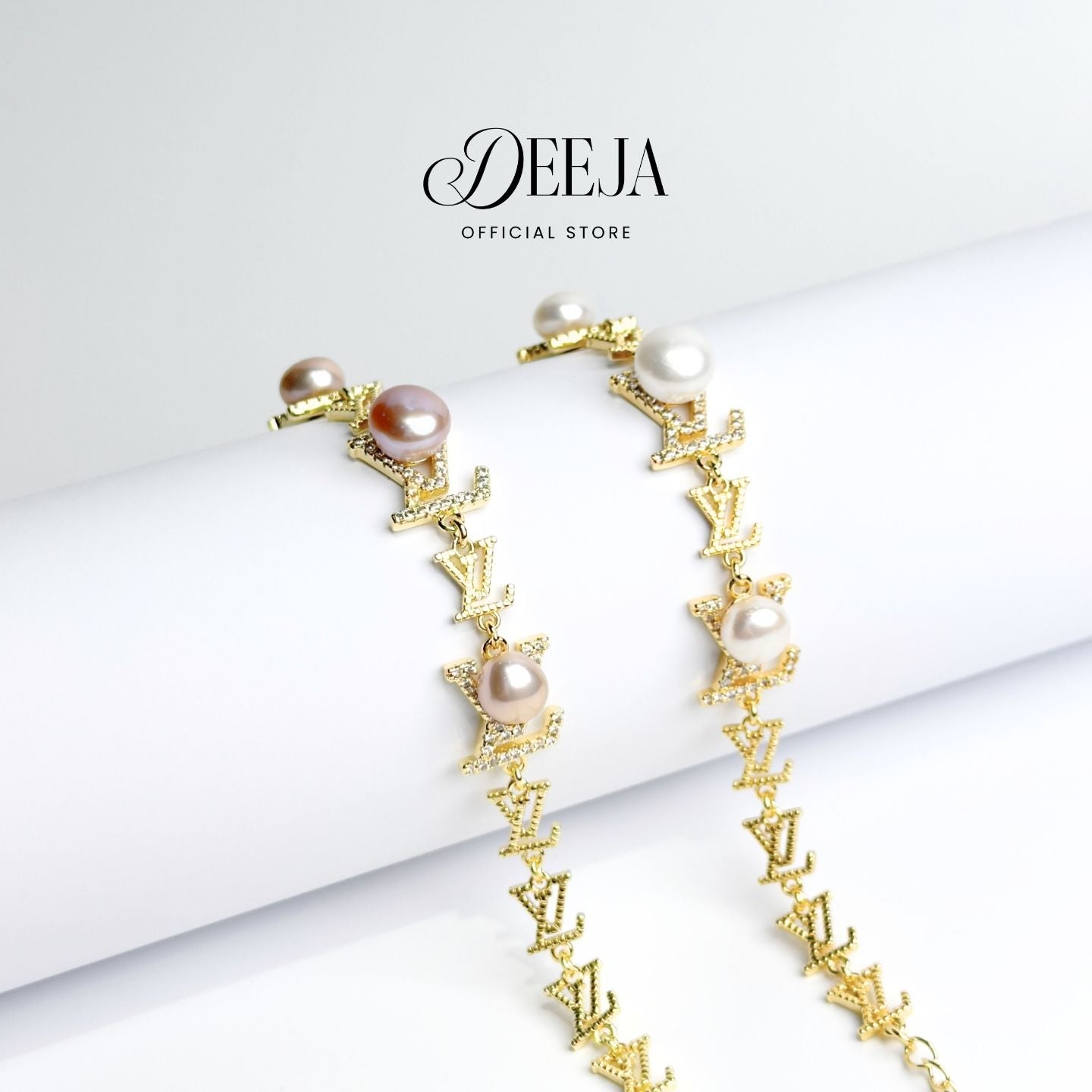 Deeja • Pavé Link Freshwater Pearl Bracelet FPB10215