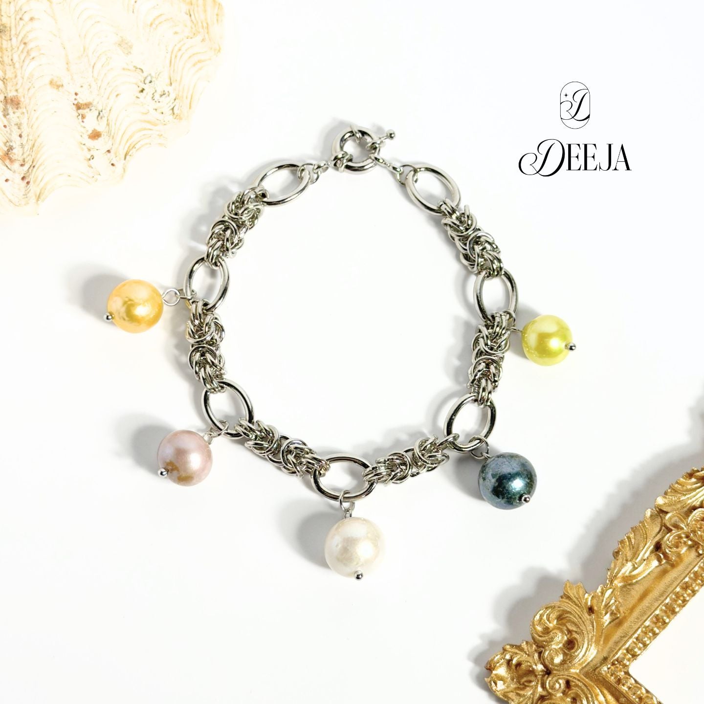 Esme | Edison Freshwater Pearl Charm Bracelet • FWB06