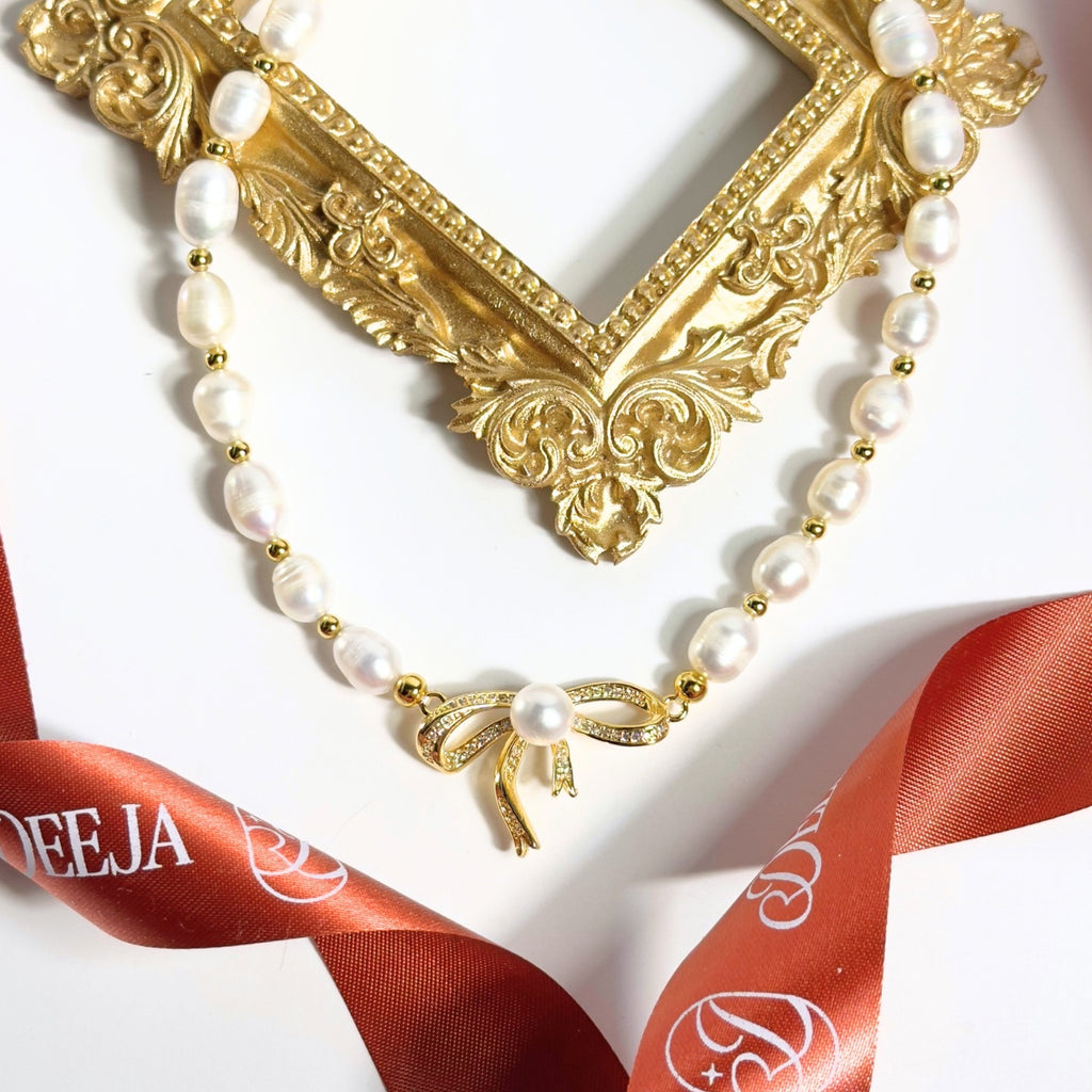 Ribbon Full Choker Freshwater Pearl Necklace • FWN09