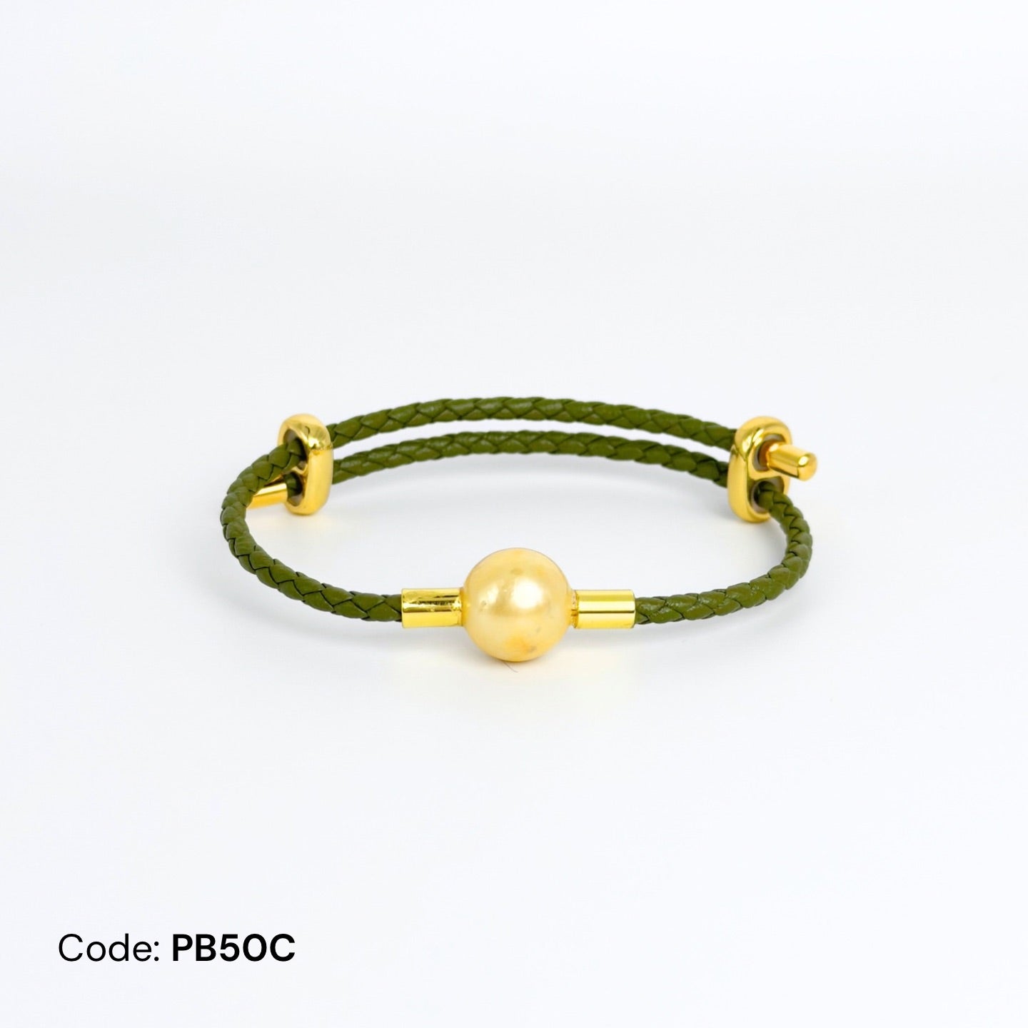 Deeja • Golden Edison Pearl Leather Slider Bracelet FPB10110