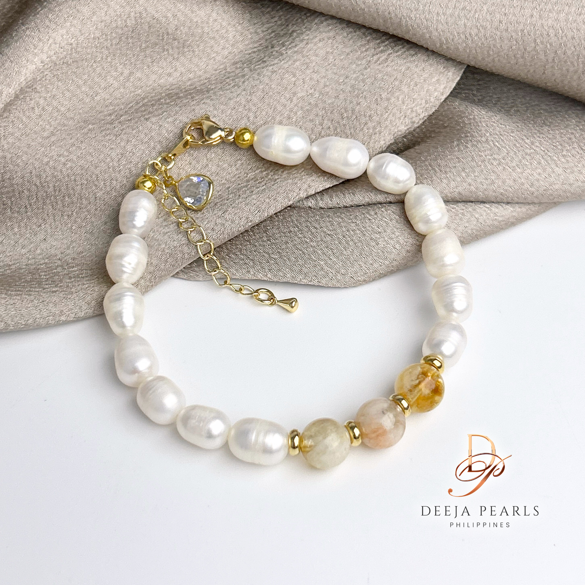 DPB123 • Freshwater Pearl Bracelet with Natural Gemstones