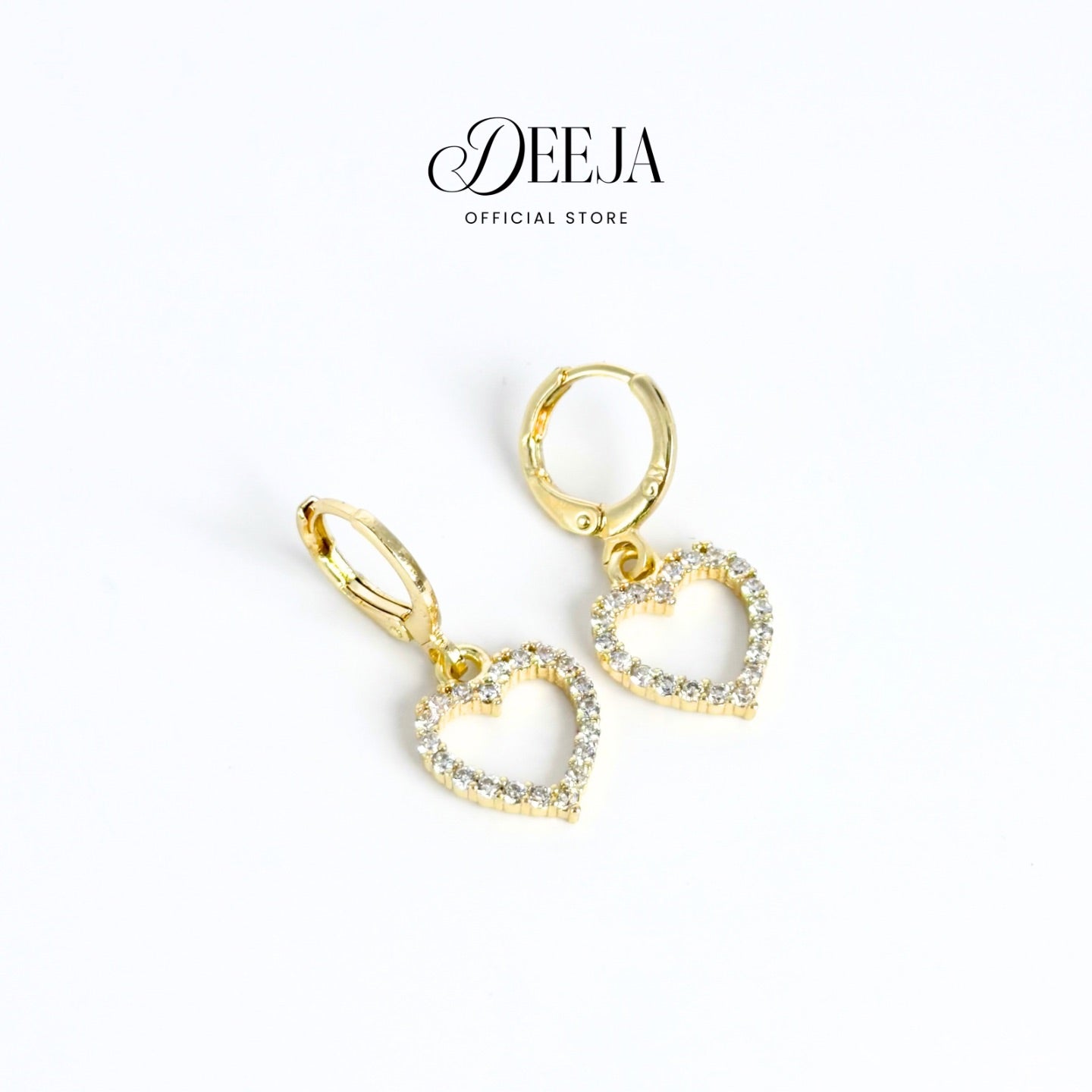 Deeja • Open Heart Clip Earrings 18K Gold Coated XN10750