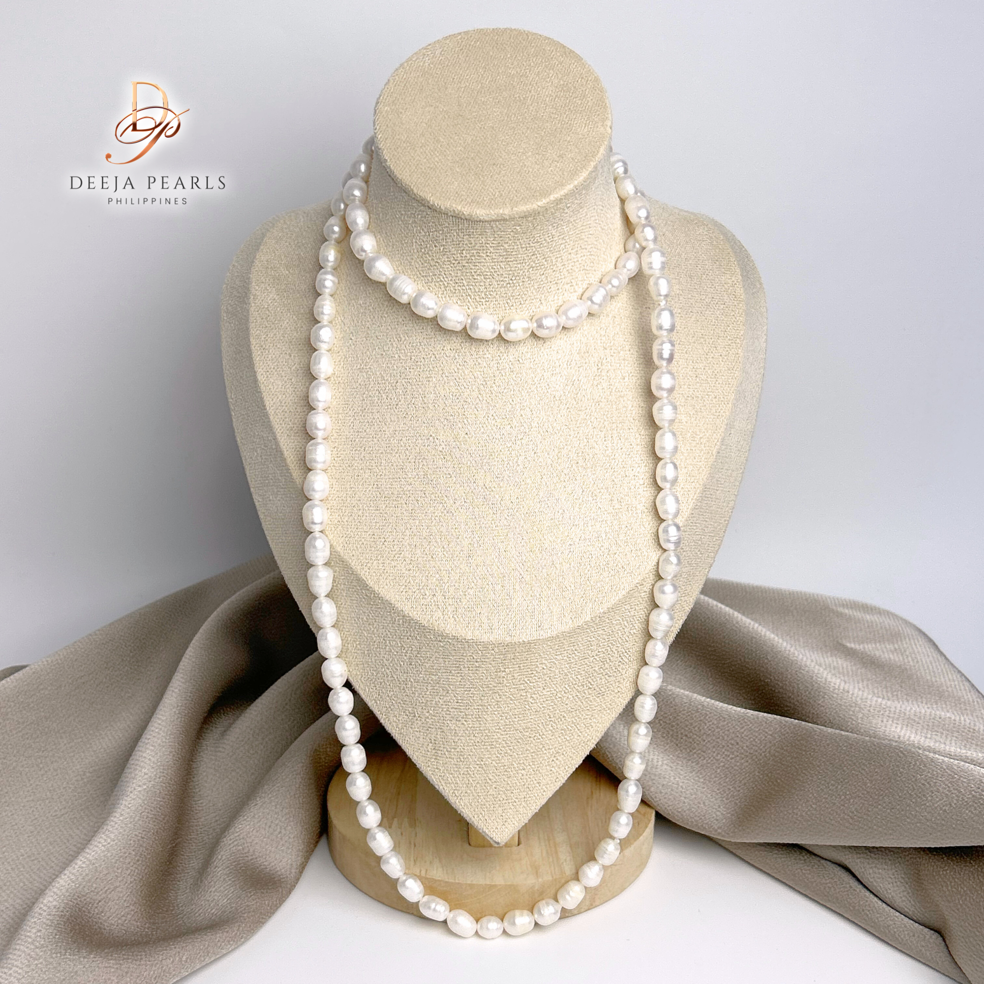 DPN114 • Rice Freshwater Pearl Rope Necklace