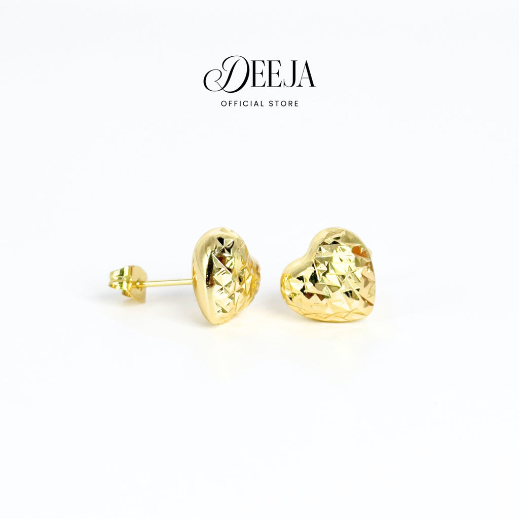 Deeja • Heart Diamond-cut Stud Earrings 18K Gold Coated XN10750