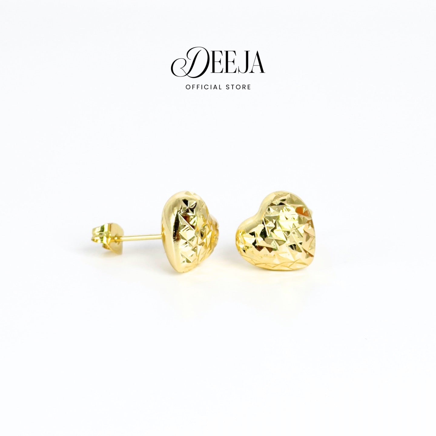 Deeja • Heart Diamond-cut Stud Earrings 18K Gold Coated XN10750