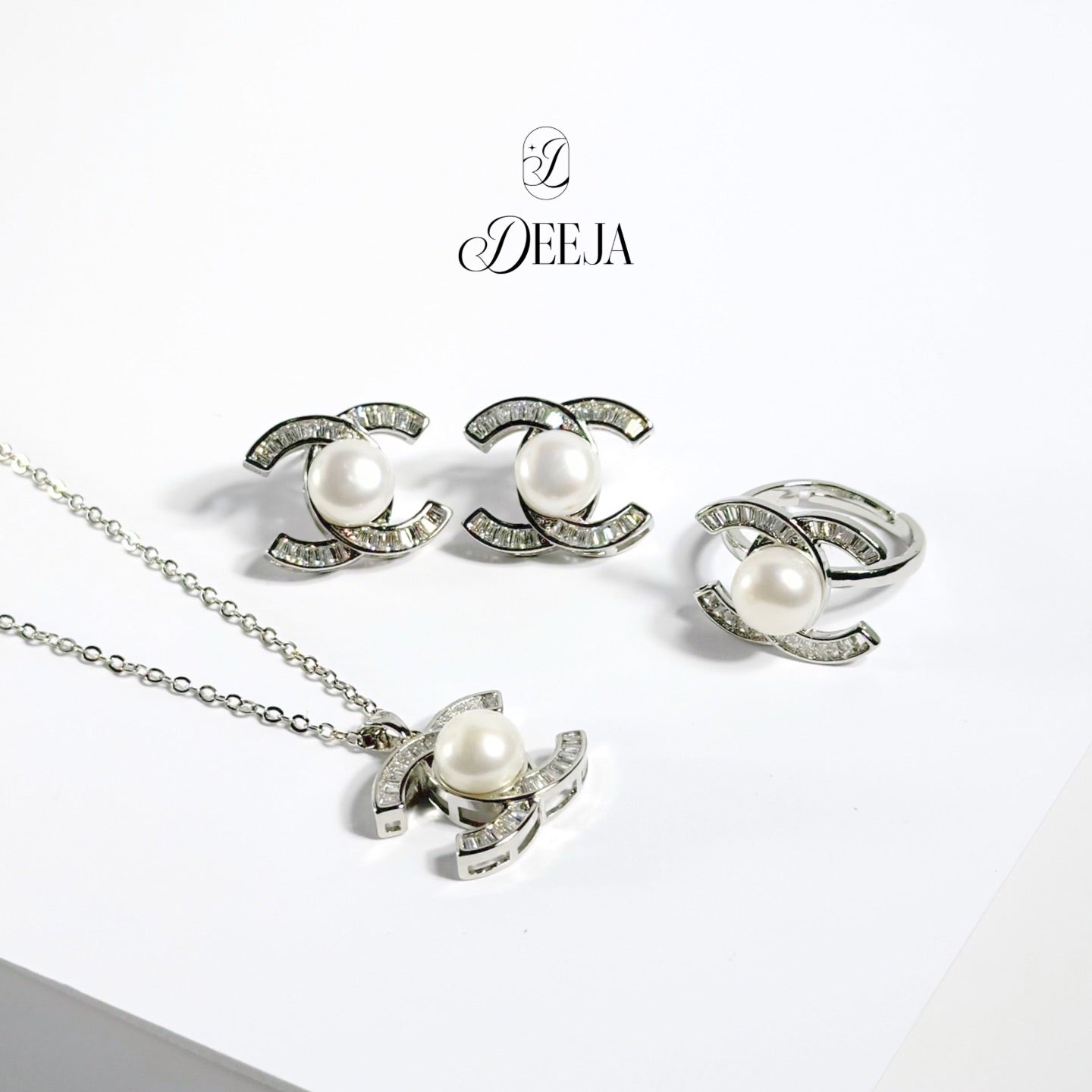 Freshwater Pearl Earrings, Necklace and Ring Set • FWS02