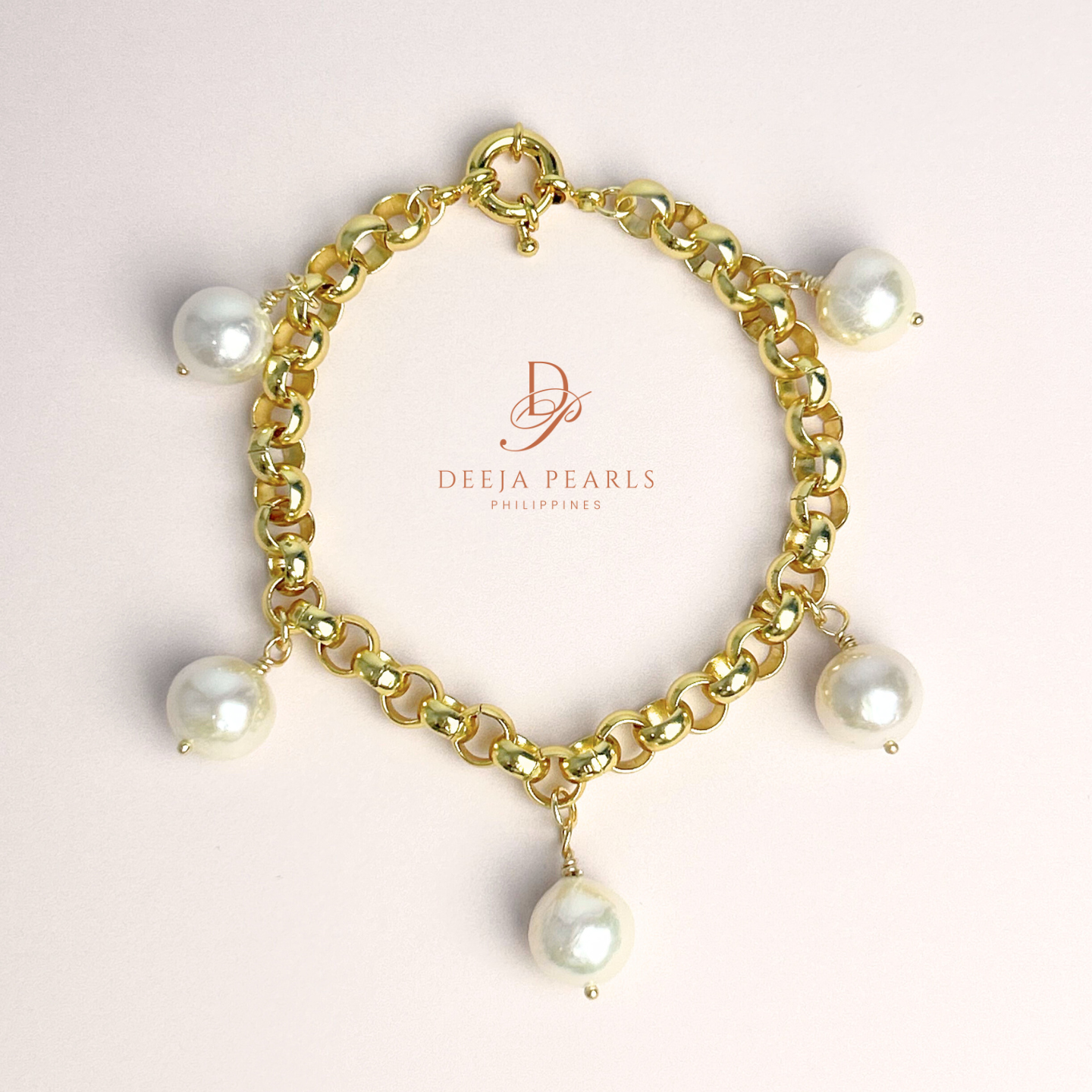 Edison Pearl Charm Bracelet in Tauco Chain