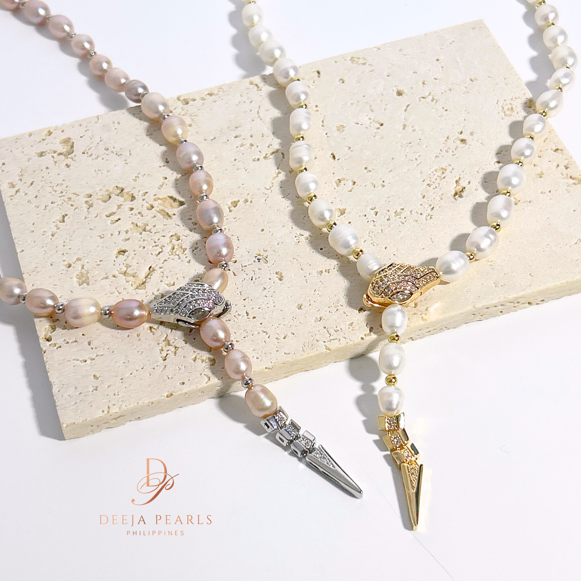 DPN139 • Freshwater Pearl Necklace in Snake Lock