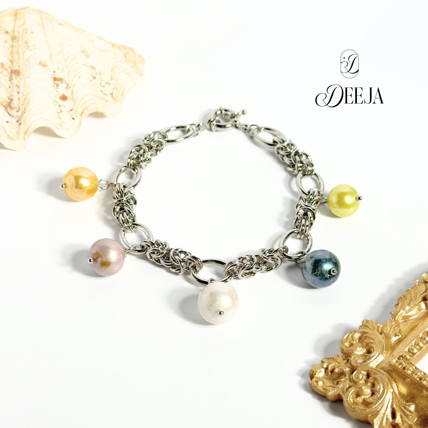 Esme | Edison Freshwater Pearl Charm Bracelet • FWB06