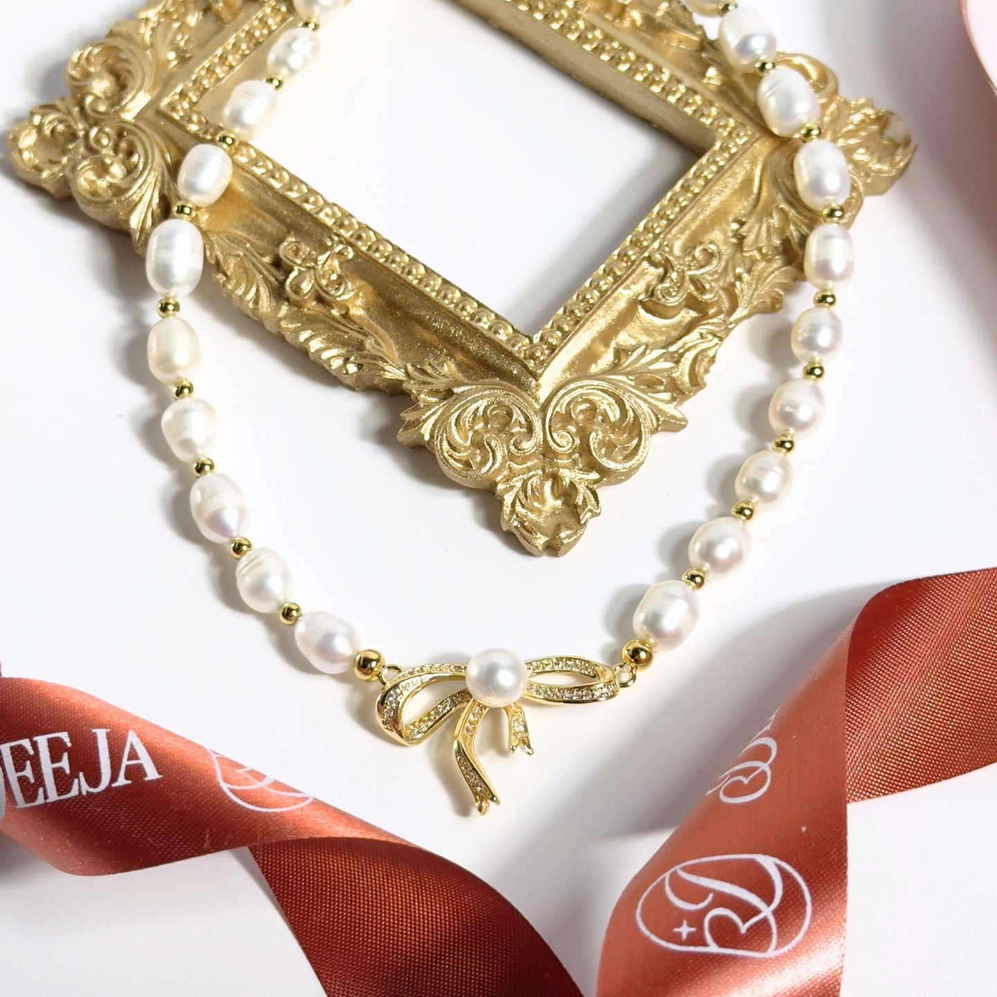 Ribbon Full Choker Freshwater Pearl Necklace • FWN09