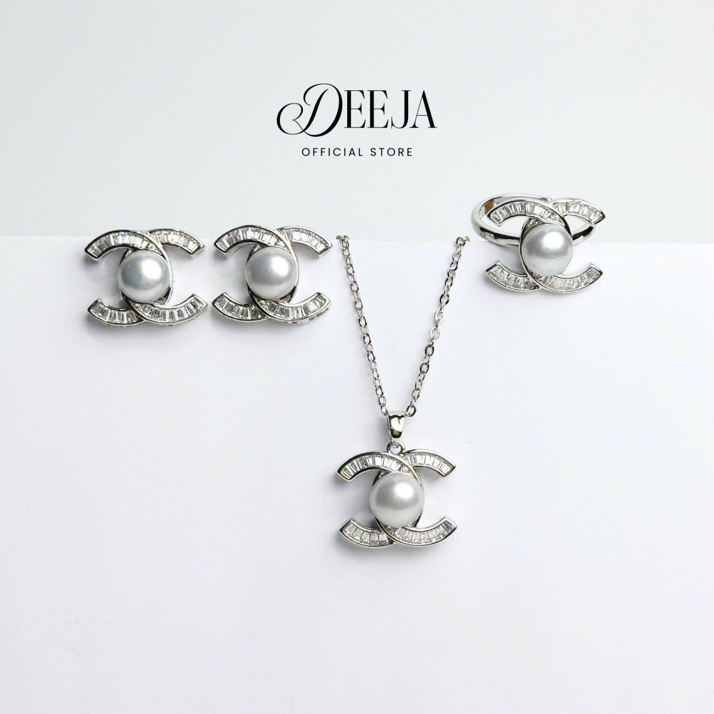 Deeja • FRESHWATER PEARL Set of Necklace, Earrings and Ring FPS100447
