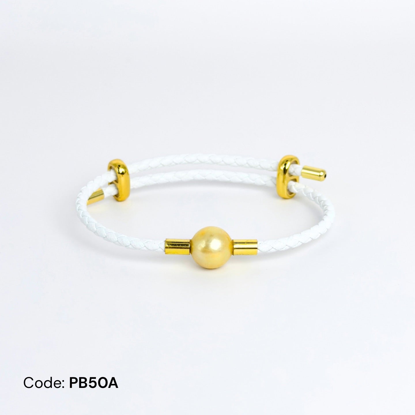 Deeja • Golden Edison Pearl Leather Slider Bracelet FPB10110