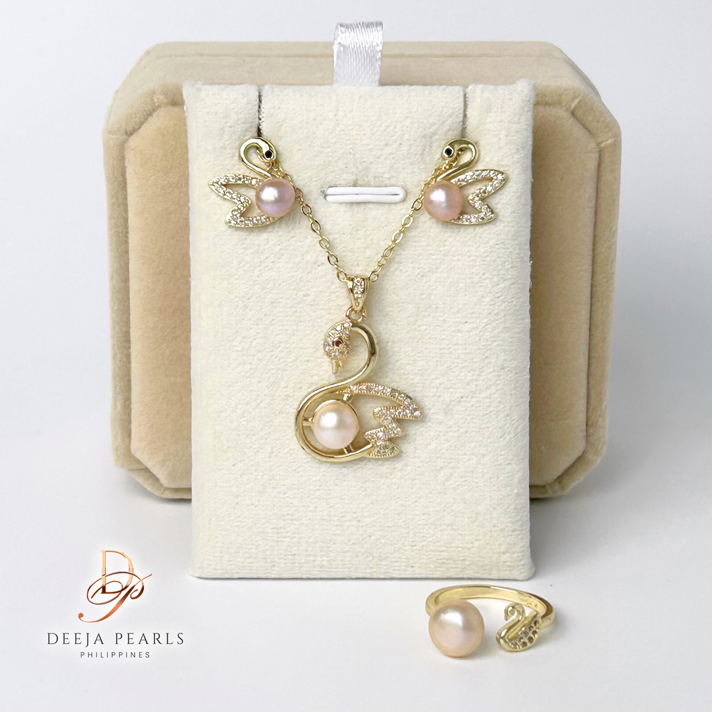 DPS104 • Freshwater Pearl Necklace, Earrings and Adjustable Ring