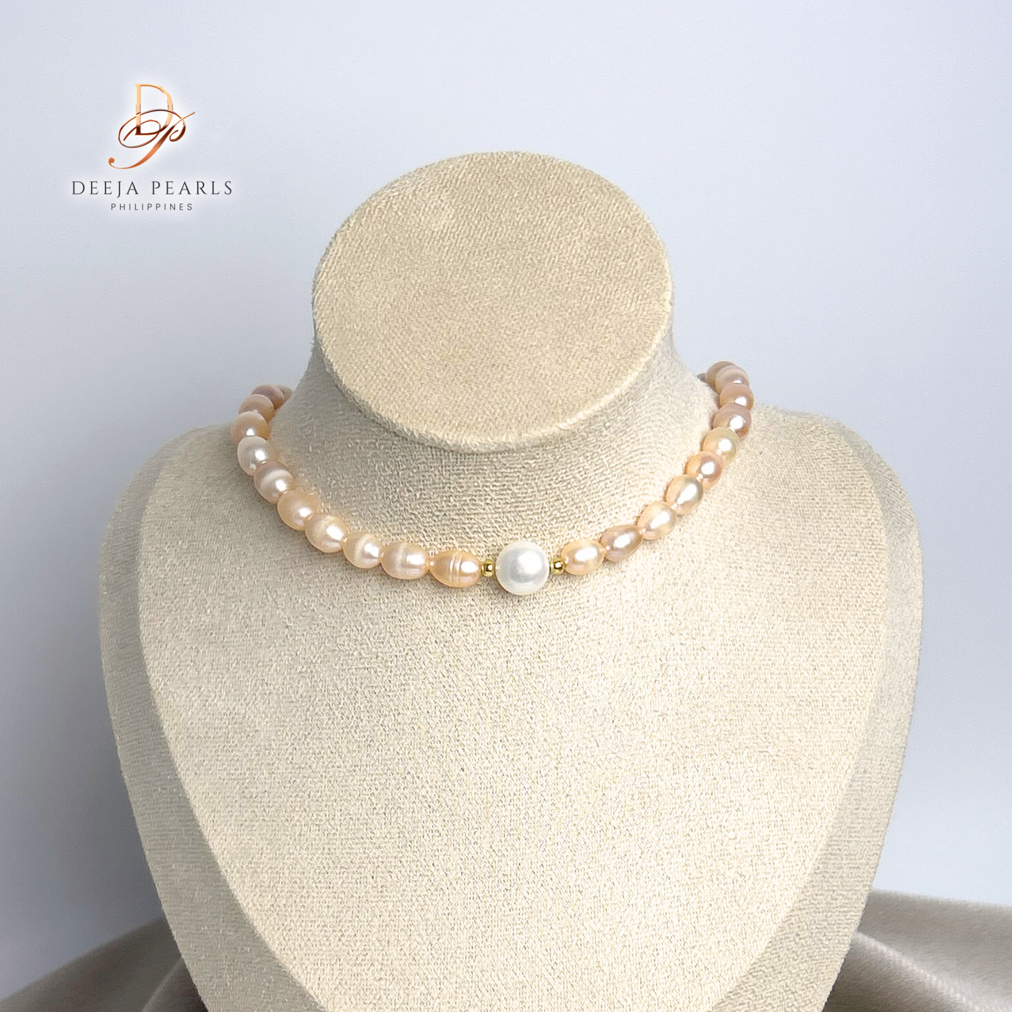 DPN112 • Rice Freshwater Pearl Full Necklace in Pendant Lock