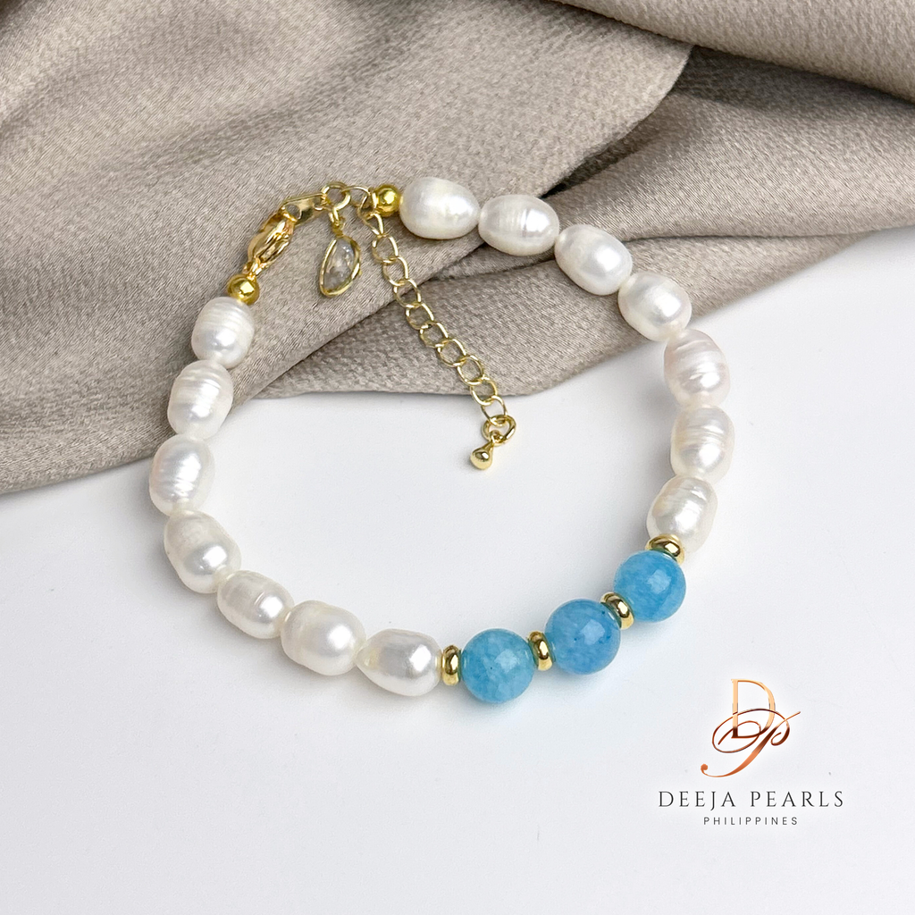 DPB123 • Freshwater Pearl Bracelet with Natural Gemstones