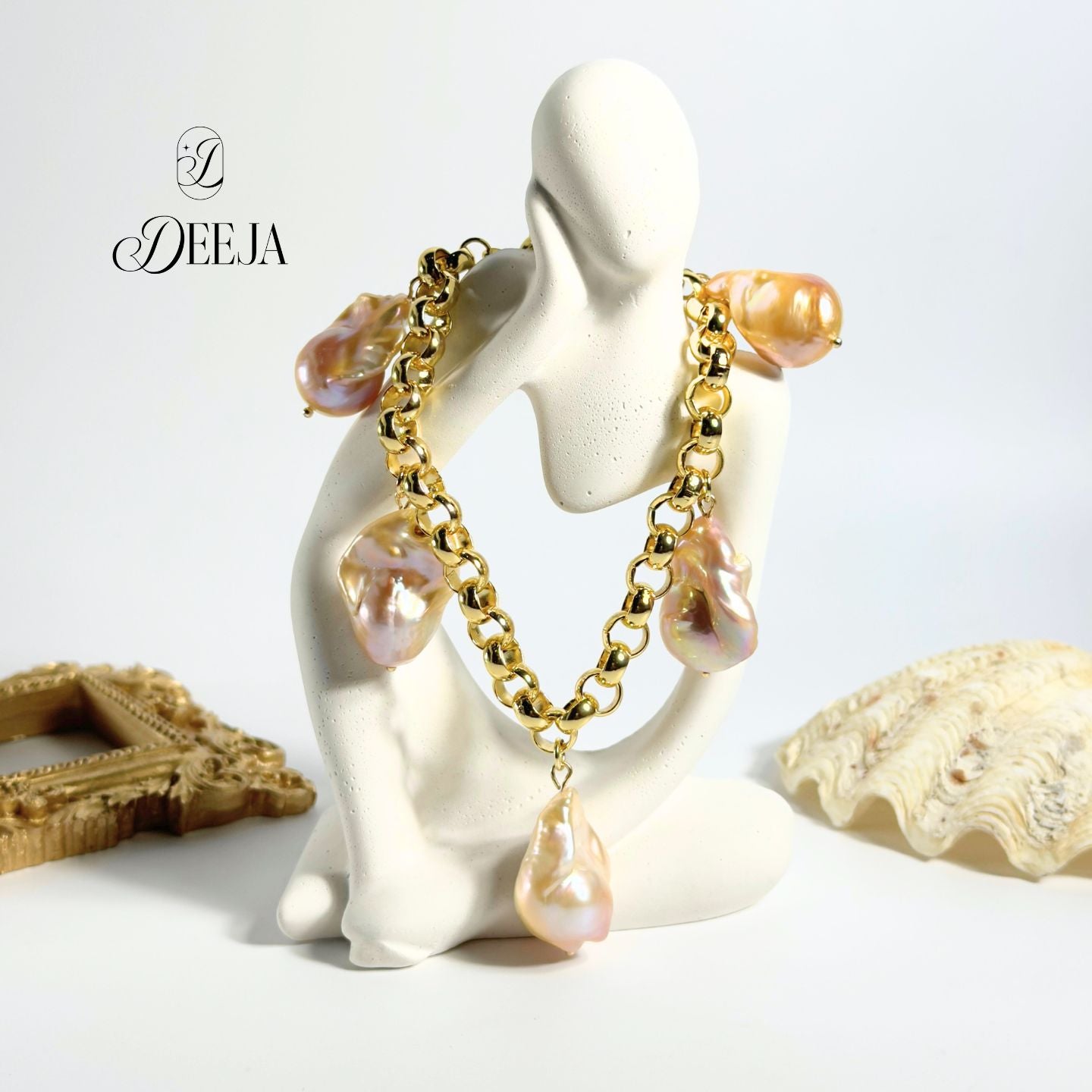 Baroque Freshwater Pearl Charm Bracelet • FWB10