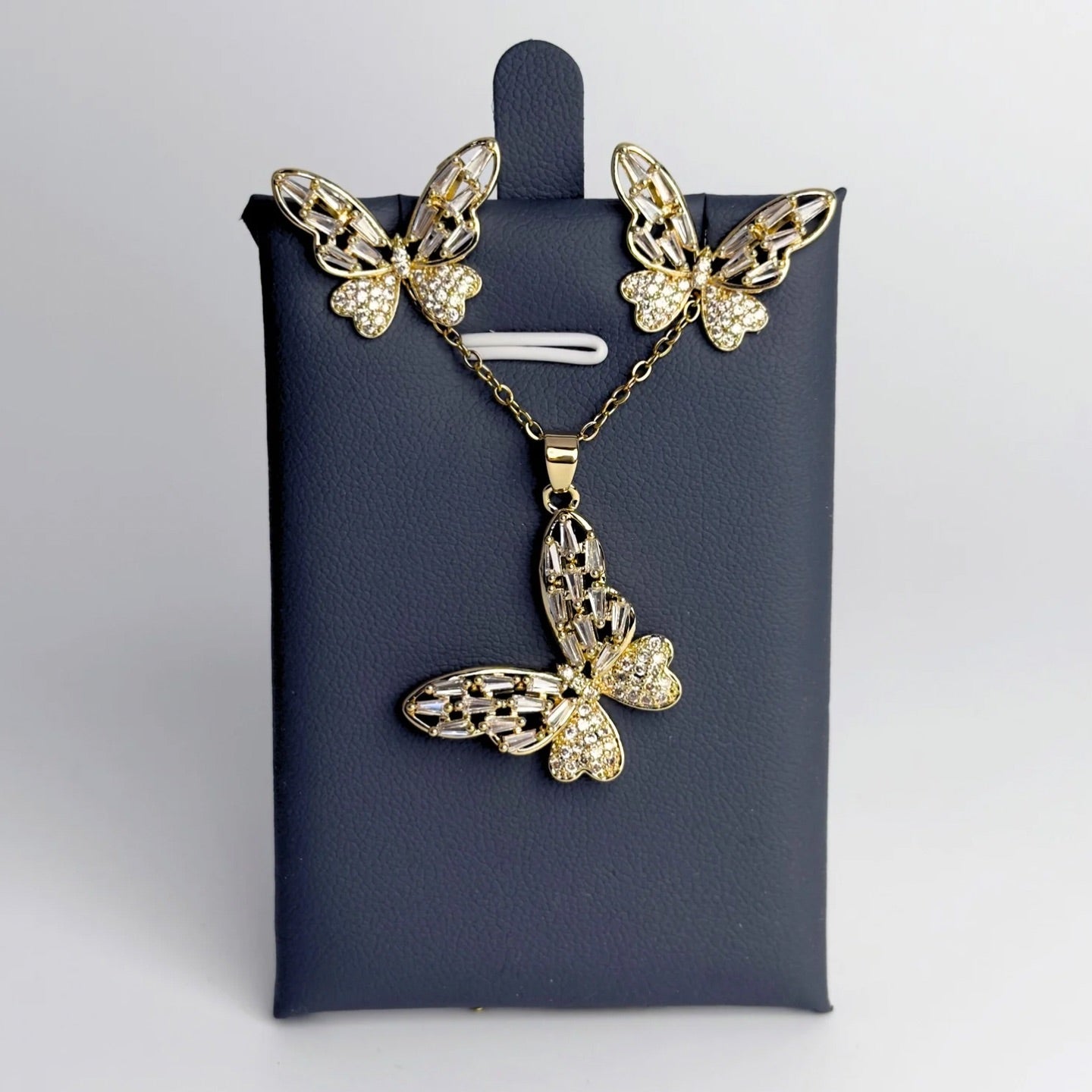 Open Butterfly 18K Gold Coated Zirconia Necklace and Earrings Set