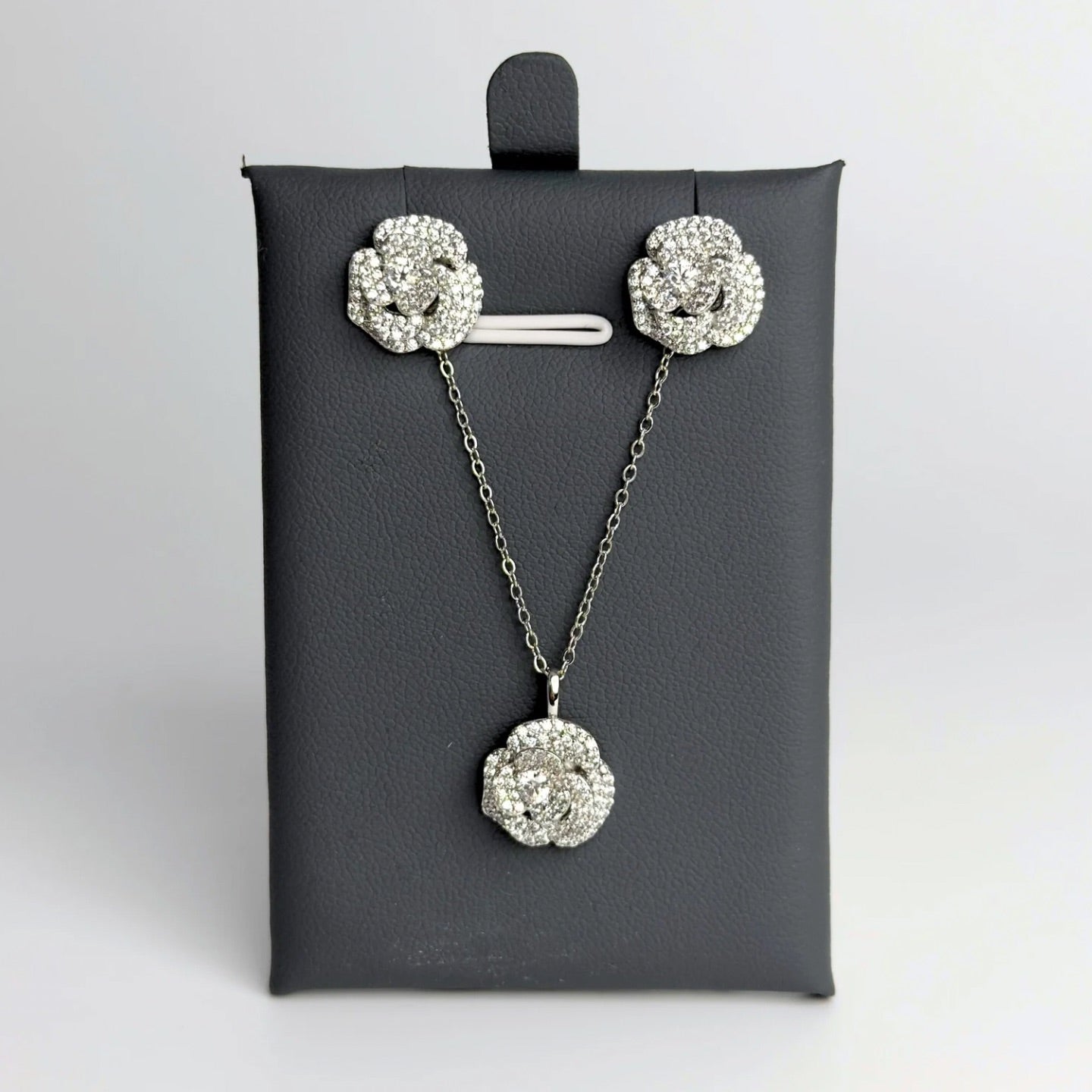 Rose 18K Gold Coated Zirconia Necklace and Earrings Set