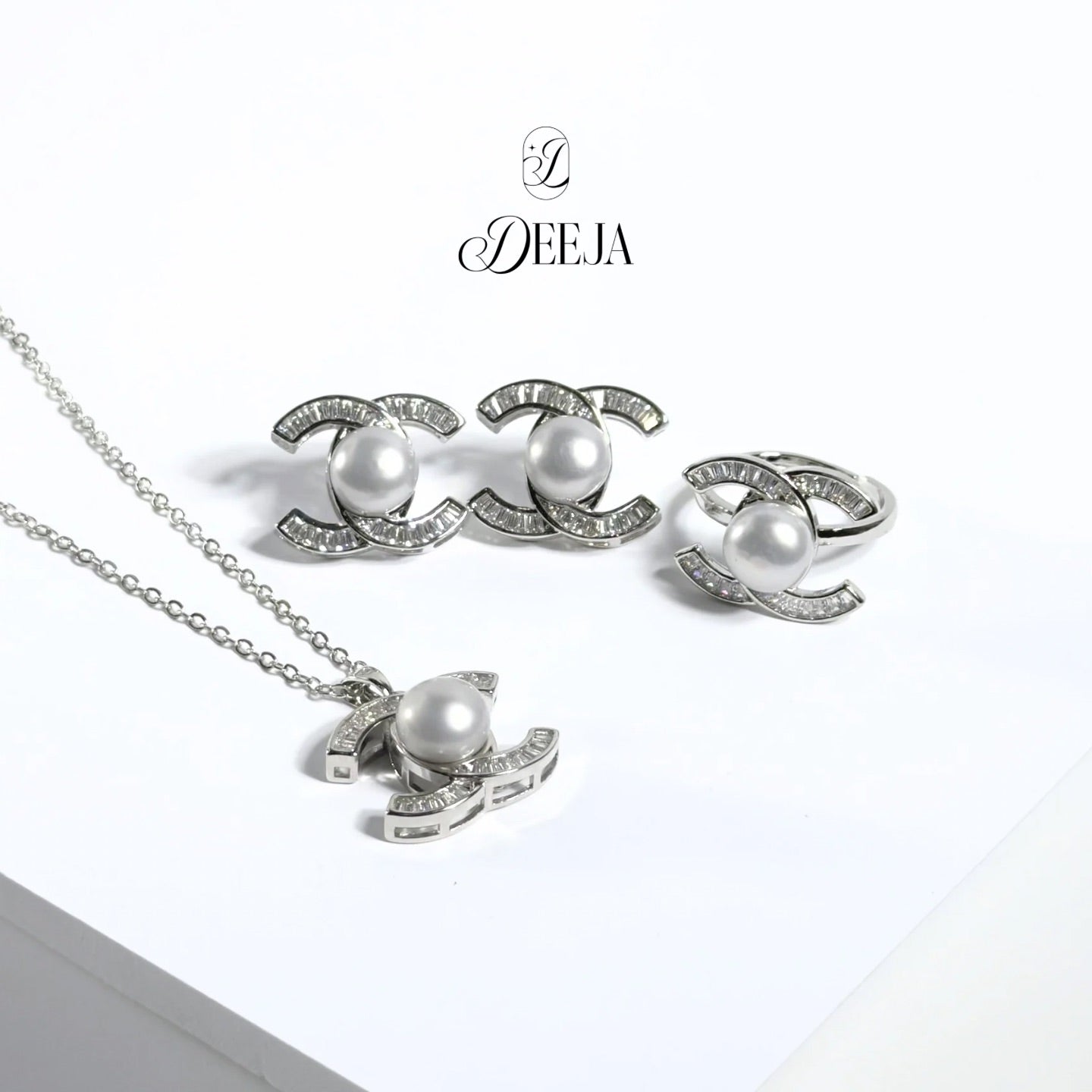 Freshwater Pearl Earrings, Necklace and Ring Set • FWS02