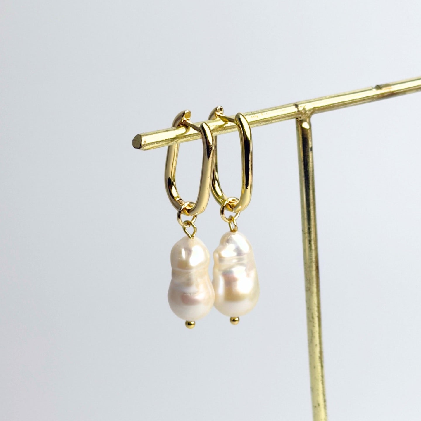 Freshwater Pearl Baroque Hoop Detachable Earrings