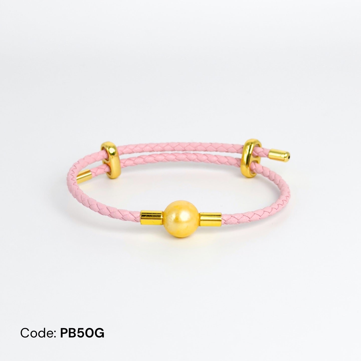Deeja • Golden Edison Pearl Leather Slider Bracelet FPB10110
