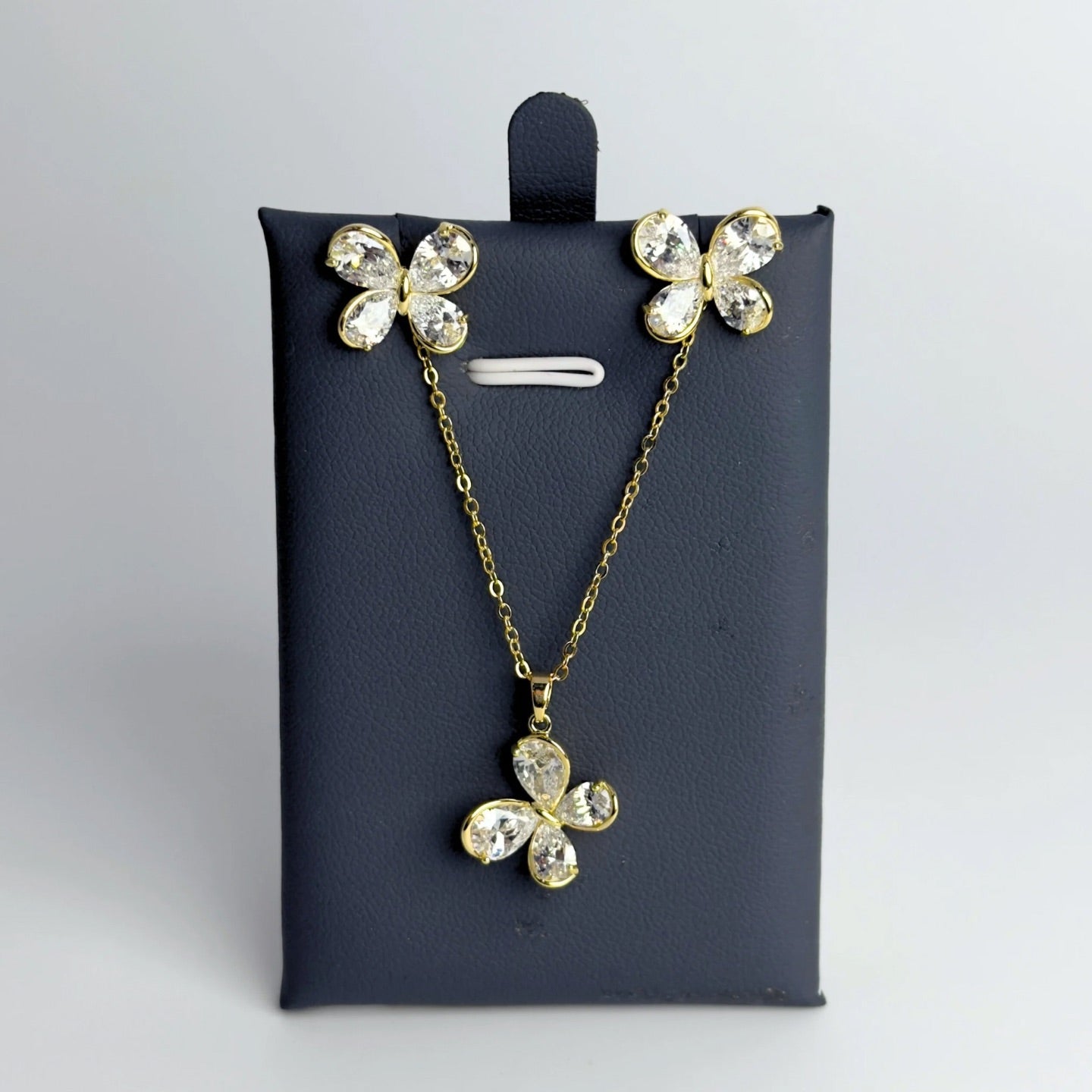 Butterfly 18K Gold Coated Zirconia Necklace and Earrings Set