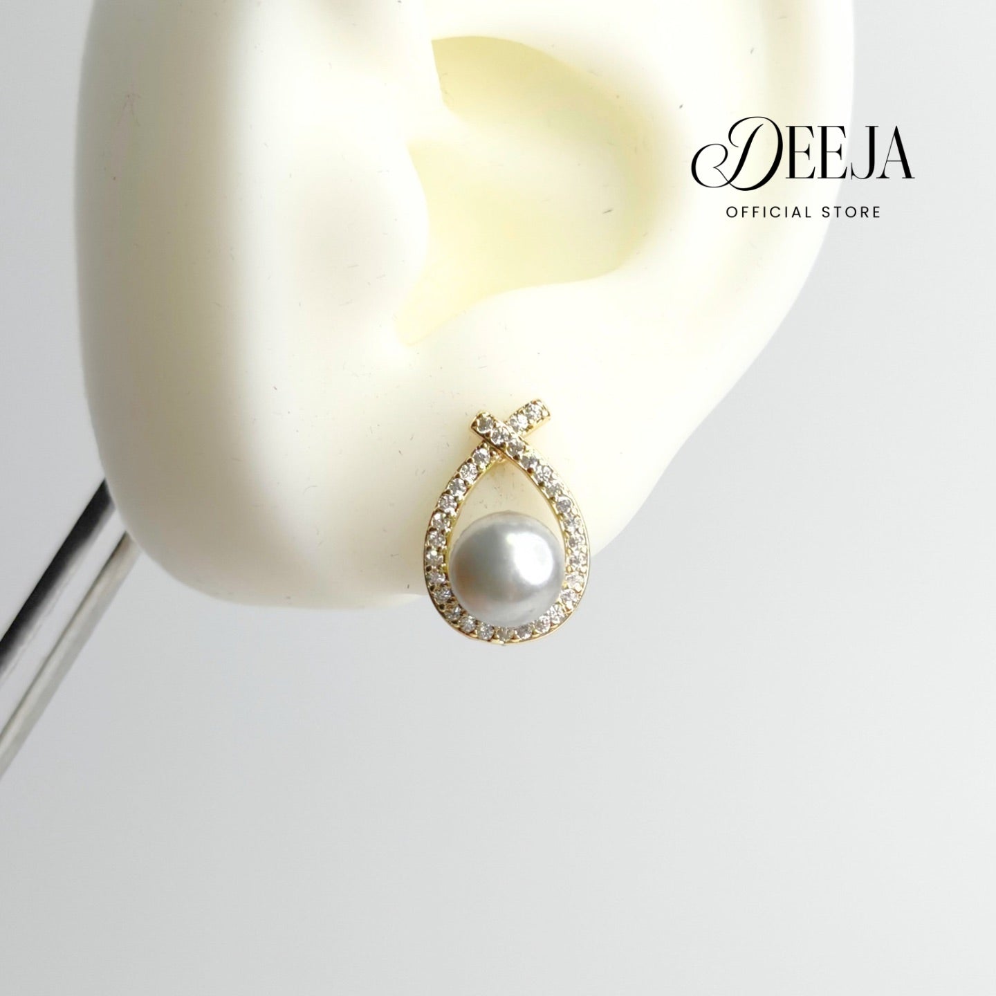 Deeja • Cross Crystal Stud Earrings Freshwater Pearl FPE10110