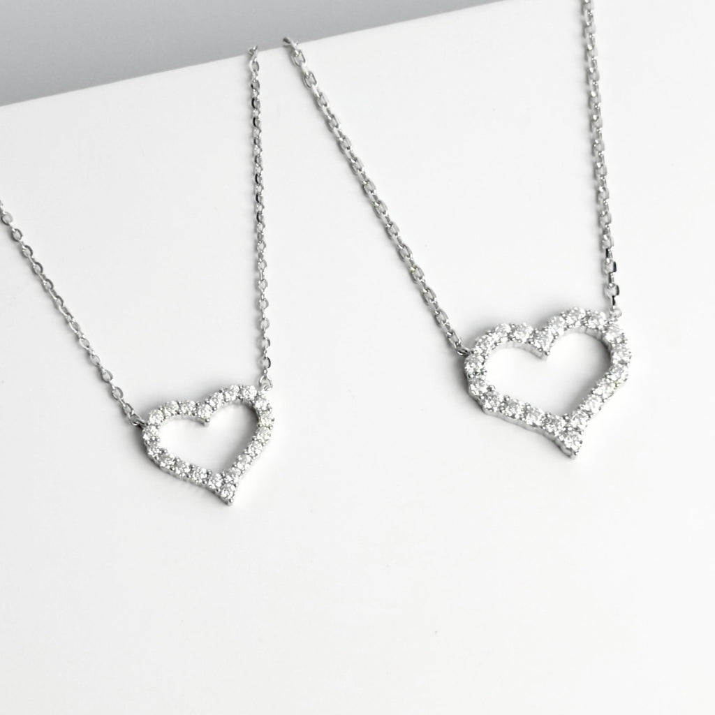 Moissanite Open Heart Pendant Necklace