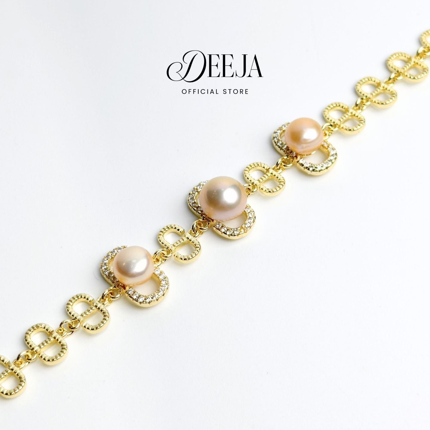Deeja • Pavé Link Freshwater Pearl Bracelet FPB10215