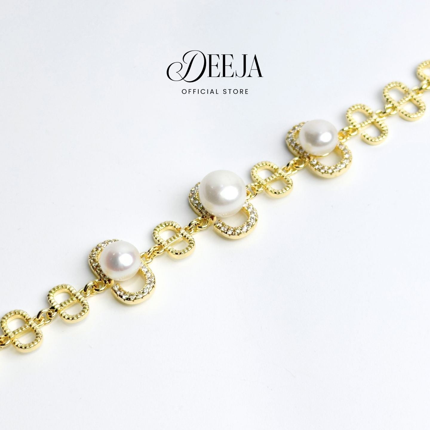 Deeja • Pavé Link Freshwater Pearl Bracelet FPB10215