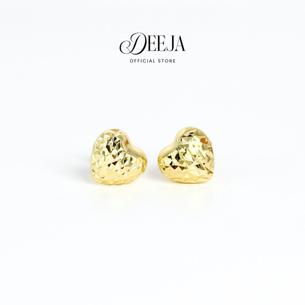 Deeja • Heart Diamond-cut Stud Earrings 18K Gold Coated XN10750