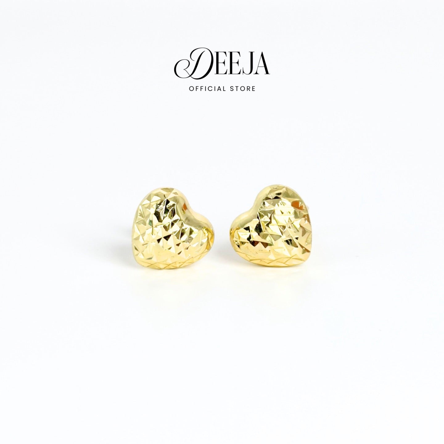 Deeja • Heart Diamond-cut Stud Earrings 18K Gold Coated XN10750
