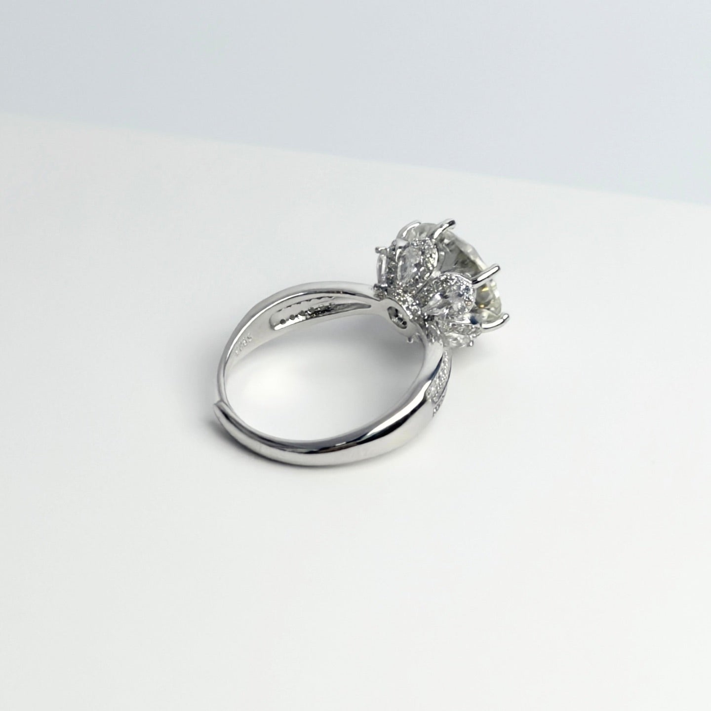 Moissanite 5ct Lotus Flower Solitaire Ring