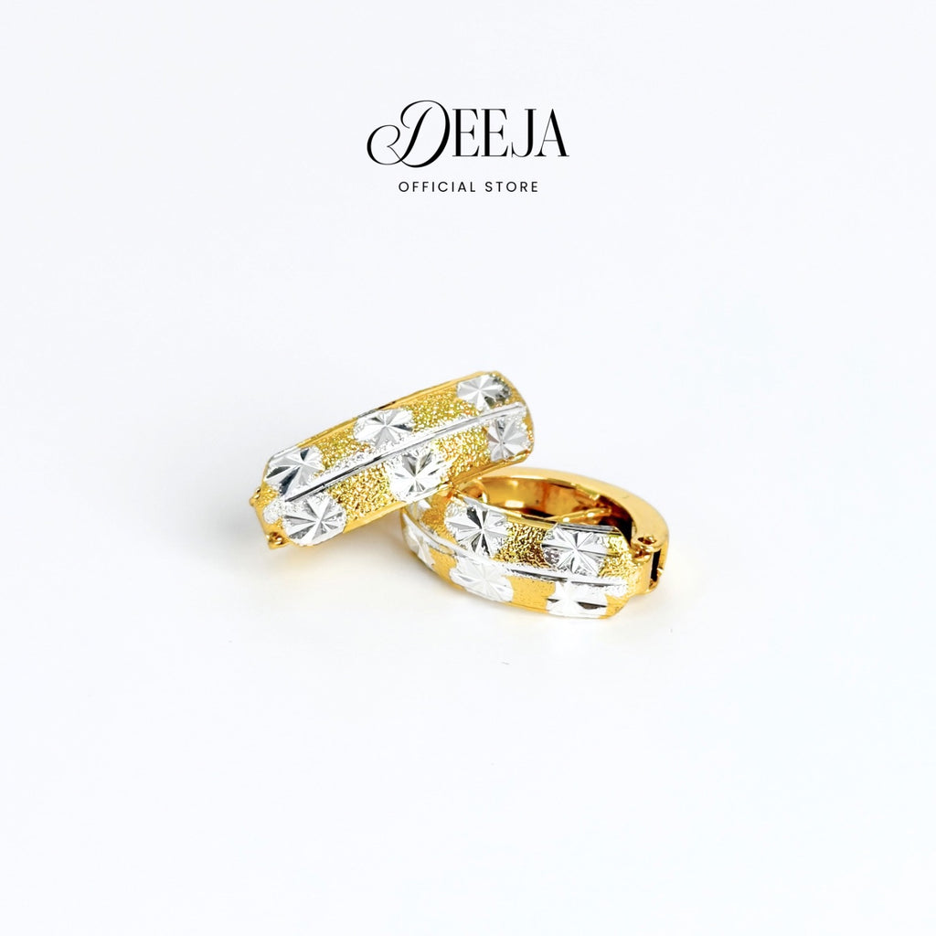 Deeja • Two-tone Diamond-cut Autolock Clip Earrings 18K Gold Coated XN10850