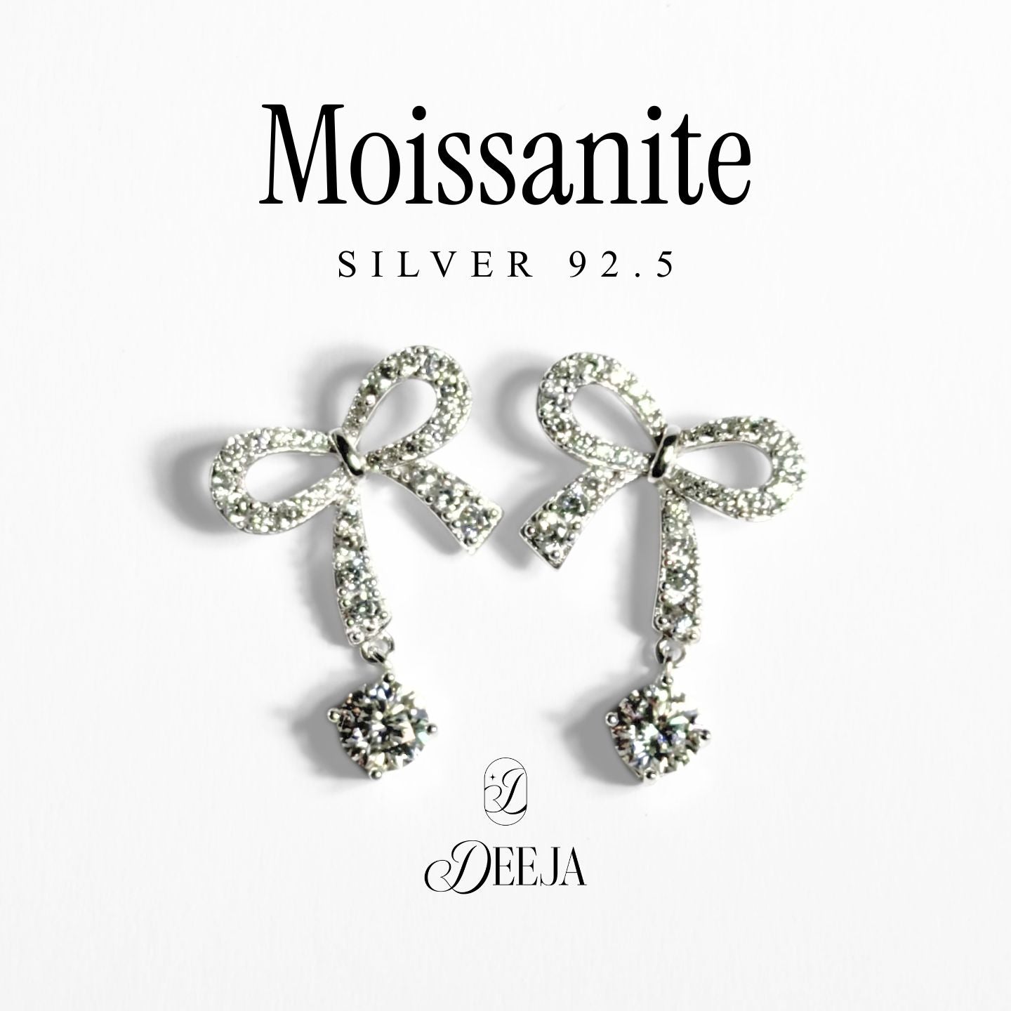 Moissanite Ribbon Dangling Earrings MSE03