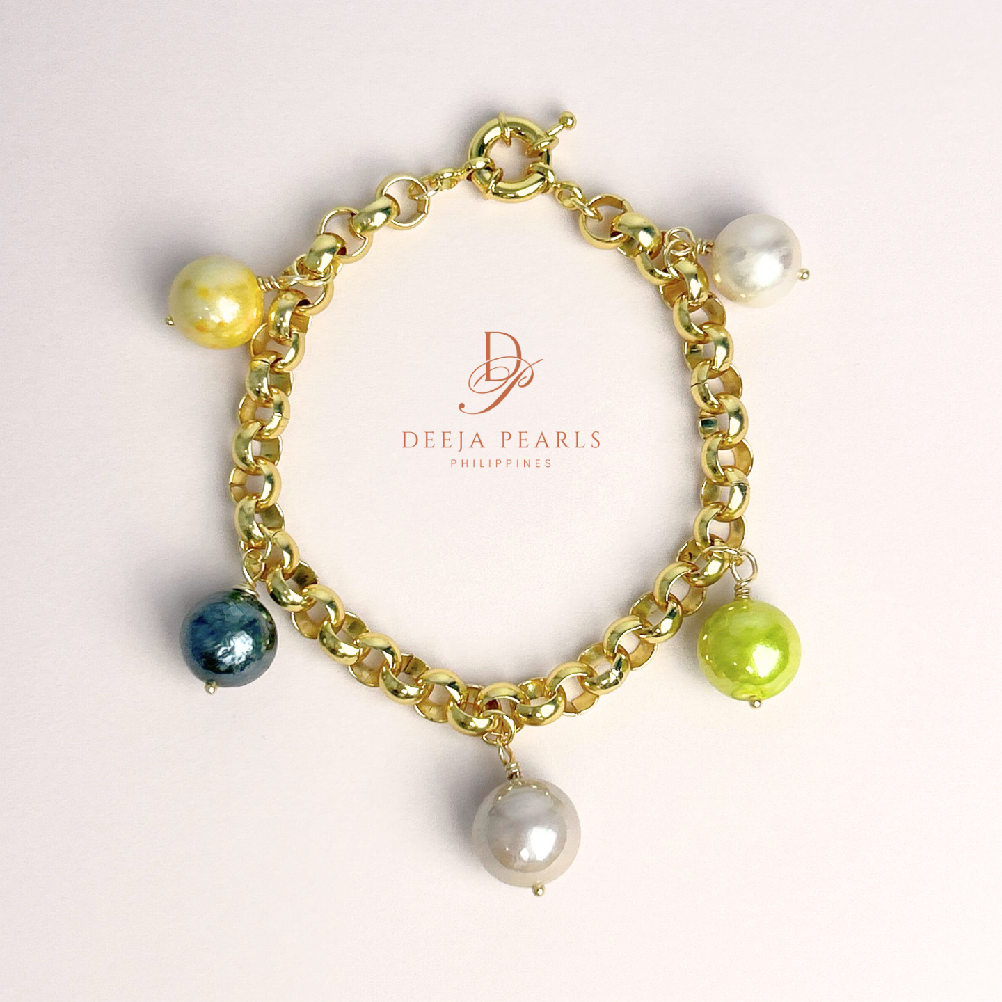 Edison Pearl Charm Bracelet in Tauco Chain