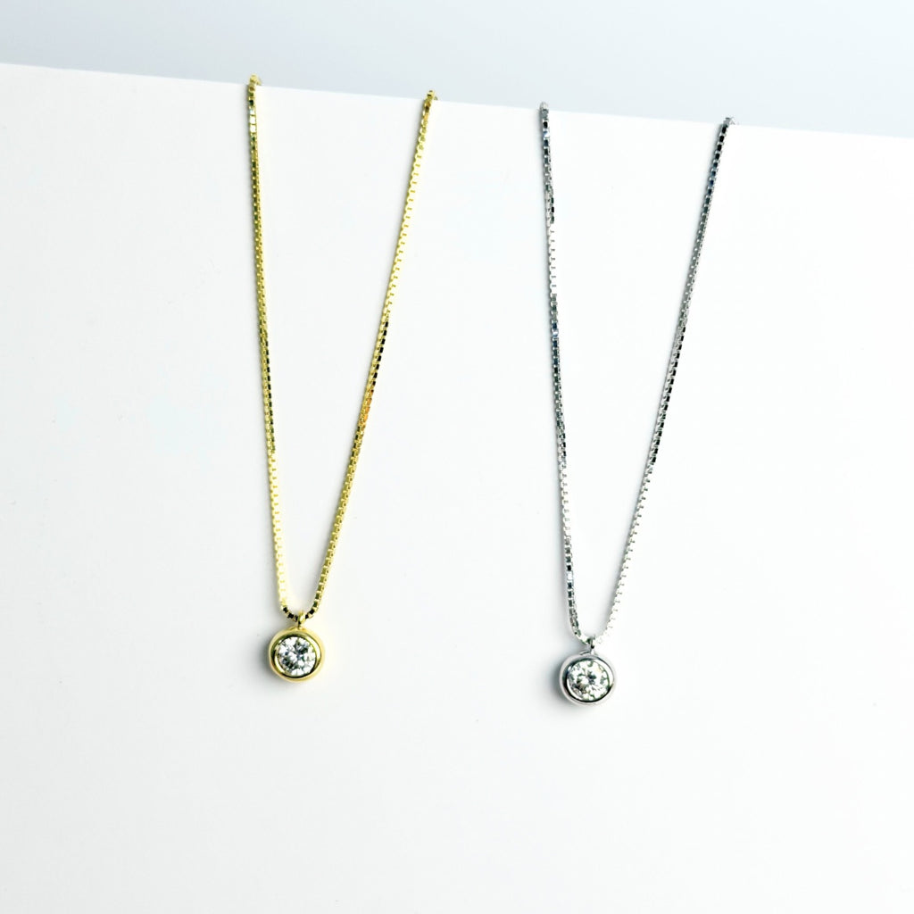 Moissanite 0.3ct Round Bezel Set Pendant Necklace