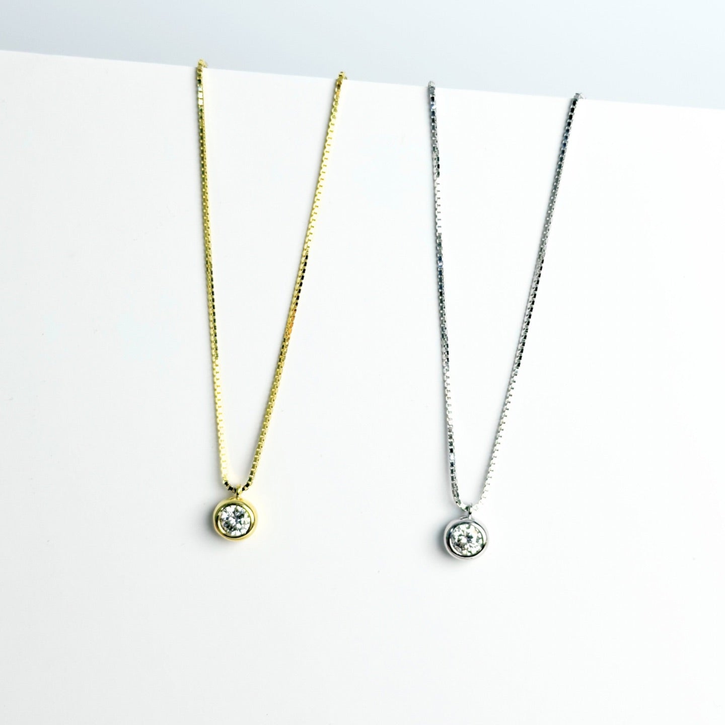 Moissanite 0.3ct Round Bezel Set Pendant Necklace