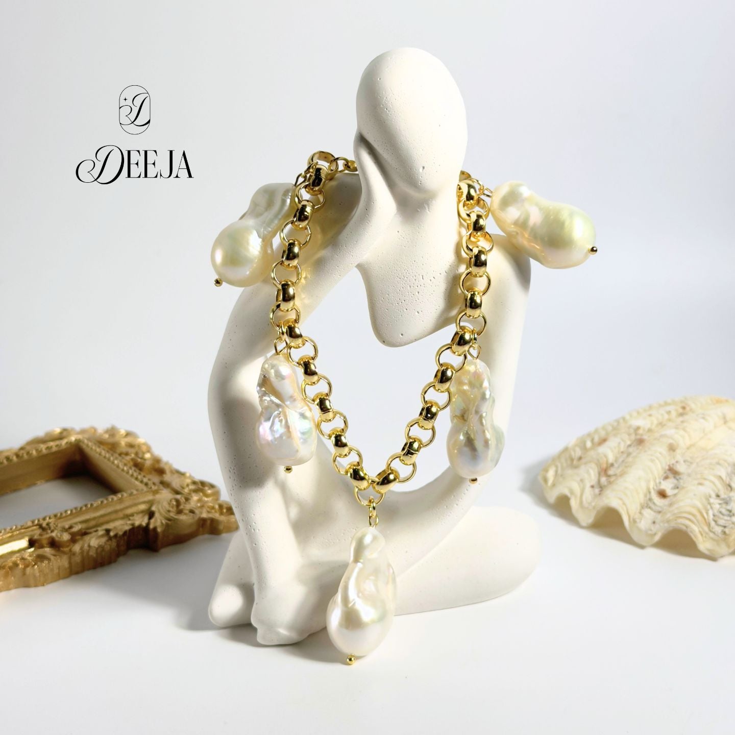 Baroque Freshwater Pearl Charm Bracelet • FWB10